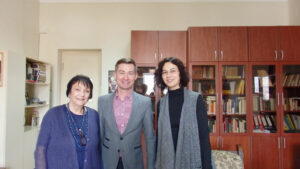 Paweł Gancarczyk with Prof. Rusudan Tsurtsumia, Head of Research Center for Traditional Polyphony and Nana Katsia (on right), PhD student.